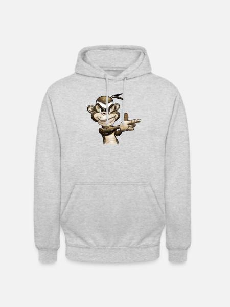 Gangster Monkey Graffity Hand Gun T-skjorte - Unisex-hettegenser - lysgrå melert