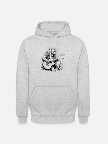 Lion playing guitar - Unisex Hoodie - light heather grey