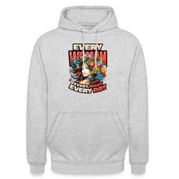 Every woman, every right, every day, women's rights - Unisex Hoodie - light heather grey - Front - Alina (178cm) & Michal (187cm)