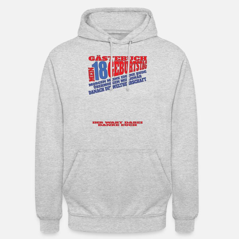 18. Geburtstag Mädchen & Junge Gästebuch - Unisex Hoodie - Hellgrau meliert