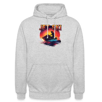 Jet Ski Abenteuer Retro Sommer - Unisex Hoodie - Hellgrau meliert - Vorne - Alina (178cm) & Michal (187cm)