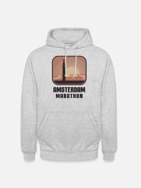 Amsterdam Marathon - Unisex Hoodie - Hellgrau meliert