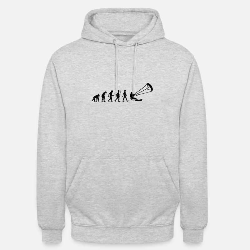 Evolution Silhouette Gift Kitesurfer Waves - Unisex Hoodie - light heather grey