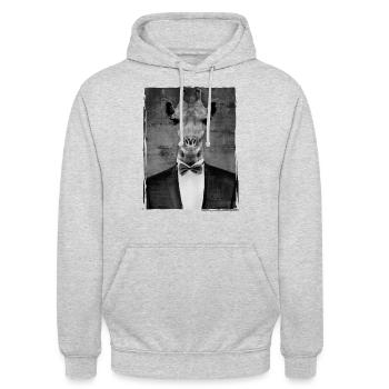 Girafe smoking - Sweat-shirt à capuche unisexe - gris clair chiné - Devant - Alina (178cm) & Michal (187cm)