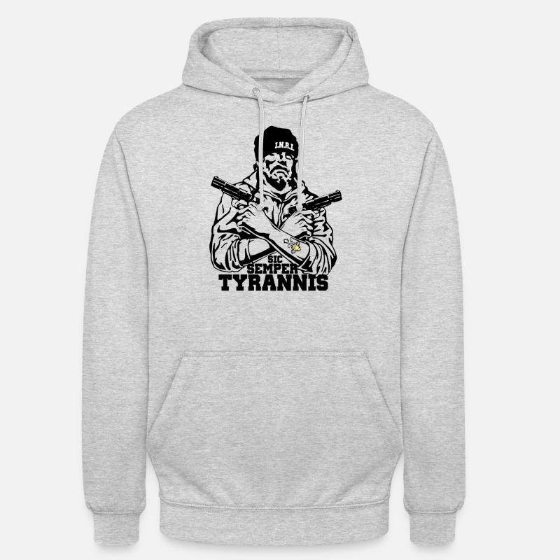 Spruch - Sic Semper Tyrannis - Unisex Hoodie - Hellgrau meliert