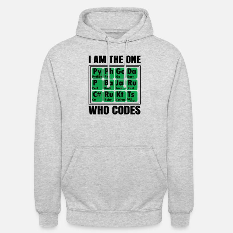 I Am The One Who Codes Programming Programmer Nerd - Unisex Hoodie - Hellgrau meliert