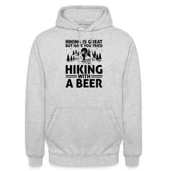 Wandern Wanderer Natur Trekking Outdoor Bergsteigerin - Unisex Hoodie - Hellgrau meliert - Vorne - Alina (178cm) & Michal (187cm)
