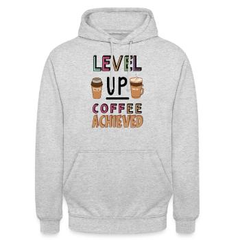 Montée de niveau Café atteint - Sweat-shirt à capuche unisexe - gris clair chiné - Devant - Alina (178cm) & Michal (187cm)