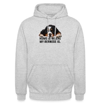 Bouvier bernois - Sweat-shirt à capuche unisexe - gris clair chiné - Devant - Alina (178cm) & Michal (187cm)