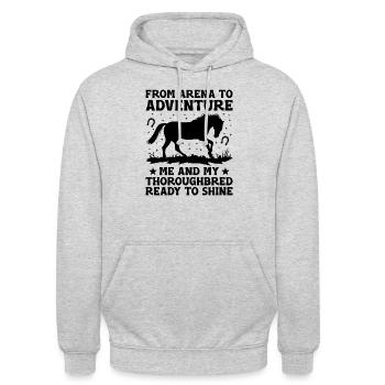 Courses de chevaux pur-sang Équitation Chevaux équestres - Sweat-shirt à capuche unisexe - gris clair chiné - Devant - Alina (178cm) & Michal (187cm)