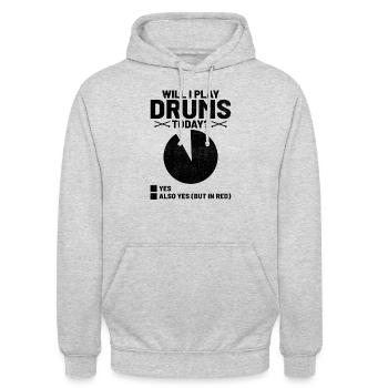 Vais-je jouer de la batterie aujourd’hui tambour tambour batteur - Sweat-shirt à capuche unisexe - gris clair chiné - Devant - Alina (178cm) & Michal (187cm)