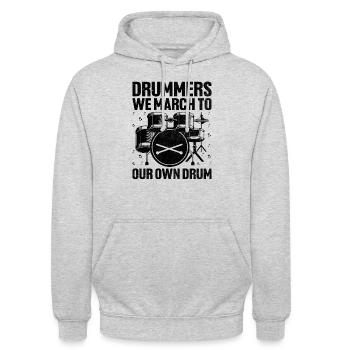 Tambours Nous Marchons À Notre Propre Tambour Tambour Tambour Tambour - Sweat-shirt à capuche unisexe - gris clair chiné - Devant - Alina (178cm) & Michal (187cm)