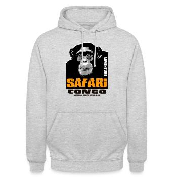 Kongo - Schimpanse - Unisex Hoodie - Hellgrau meliert - Vorne - Alina (178cm) & Michal (187cm)
