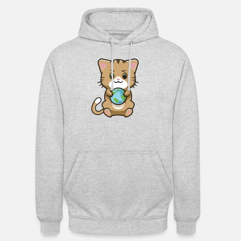 Terre de chat mignon - Sweat-shirt à capuche unisexe - gris clair chiné