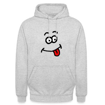 Comic-Gesicht albern - Unisex Hoodie - Hellgrau meliert - Vorne - Alina (178cm) & Michal (187cm)