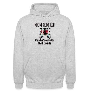 Medizinischer Radiologietechnologe Nuklearmedizin - Unisex Hoodie - Hellgrau meliert - Vorne - Alina (178cm) & Michal (187cm)