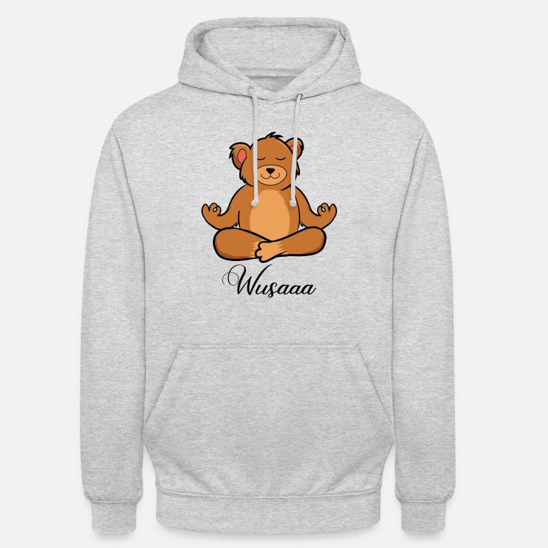 Auszeit Durchatmen Wusaaa Bär - Unisex Hoodie - Hellgrau meliert