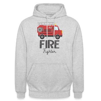 pompier camion de pompiers sapeurs pompiers - Sweat-shirt à capuche unisexe - gris clair chiné - Devant - Alina (178cm) & Michal (187cm)