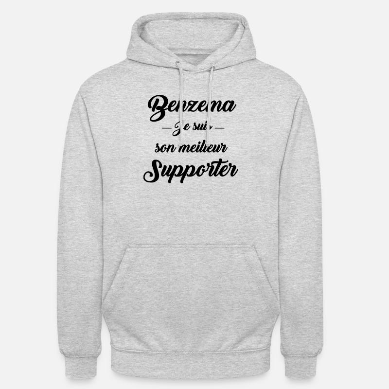 Benzema je suis son meilleur supporter - Sweat-shirt à capuche unisexe - gris clair chiné