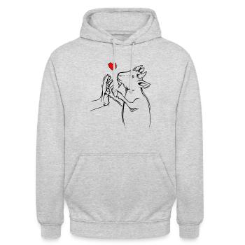 Ziege - Unisex Hoodie - Hellgrau meliert - Vorne - Alina (178cm) & Michal (187cm)