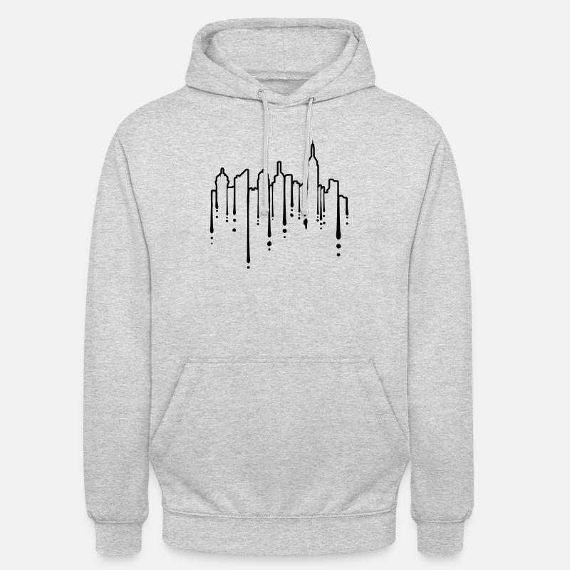 Silhouette Graffiti Hochhäuser - Unisex Hoodie - Hellgrau meliert