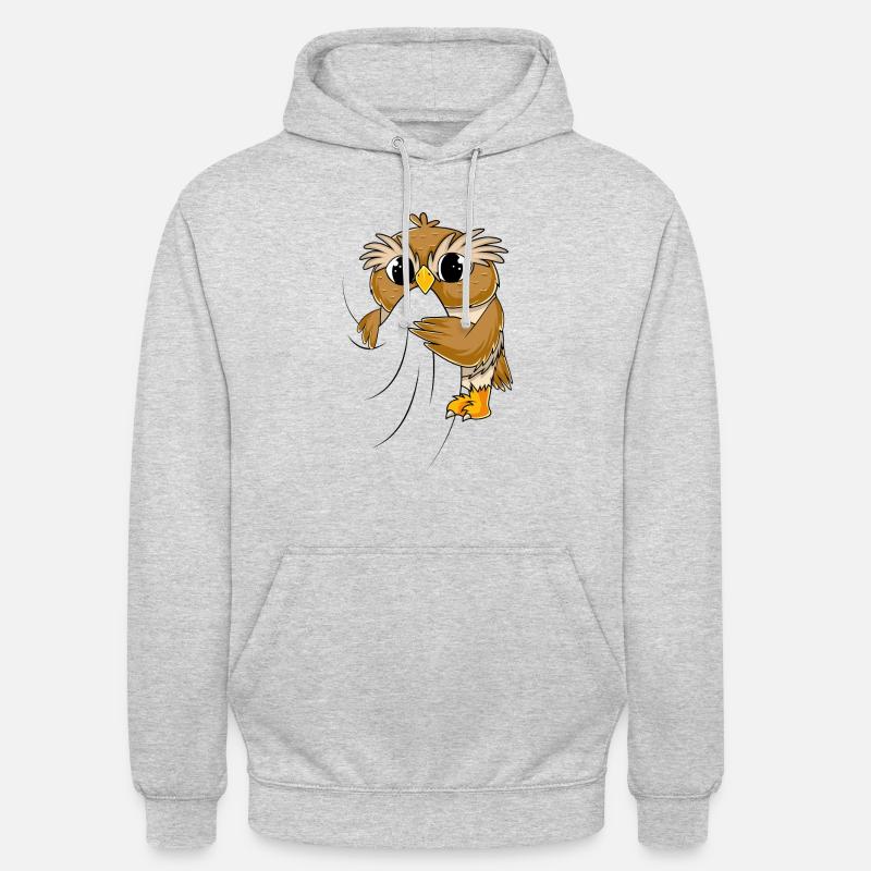 Eule - Unisex Hoodie - Hellgrau meliert