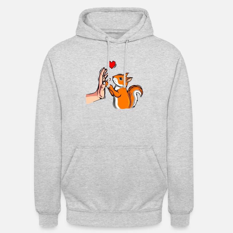 Eichhörnchen Mädchen Kinder Damen - Unisex Hoodie - Hellgrau meliert