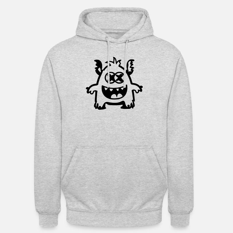 Mignon petit monstre vecteur - Sweat-shirt à capuche unisexe - gris clair chiné
