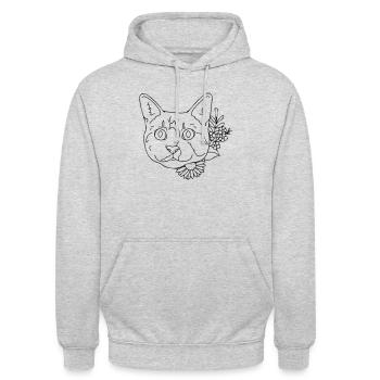 Katze - Unisex Hoodie - Hellgrau meliert - Vorne - Alina (178cm) & Michal (187cm)