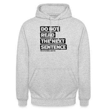 Cool Saying: Do Not Read - Funny Design - Unisex Hoodie - light heather grey - Front - Alina (178cm) & Michal (187cm)
