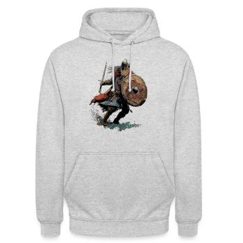 Viking Vikings Viking Norseman Norman - Unisex-hettegenser - lysgrå melert - Foran - Alina (178cm) & Michal (187cm)