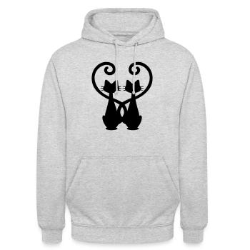 Katzenpaar - Verliebte Katzen - Cats in love - Unisex Hoodie - Hellgrau meliert - Vorne - Alina (178cm) & Michal (187cm)