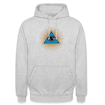 All seeing eye, ancient mystery school symbol, - Unisex Hoodie - light heather grey - Front - Alina (178cm) & Michal (187cm)