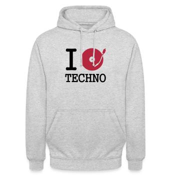I dj / play / listen to techno - Unisex Hoodie - Hellgrau meliert - Vorne - Alina (178cm) & Michal (187cm)