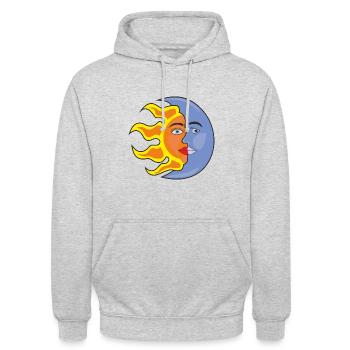 Sun and Moon - Unisex Hoodie - light heather grey - Front - Alina (178cm) & Michal (187cm)