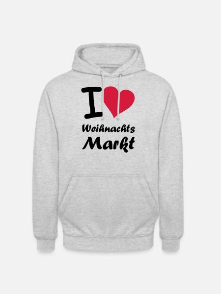 i_love_weihnachtsmarkt - Unisex Hoodie - Hellgrau meliert