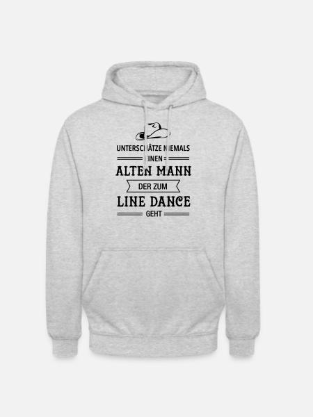 Vieil homme - danse de ligne - papa grand-père - Sweat-shirt à capuche unisexe - gris clair chiné