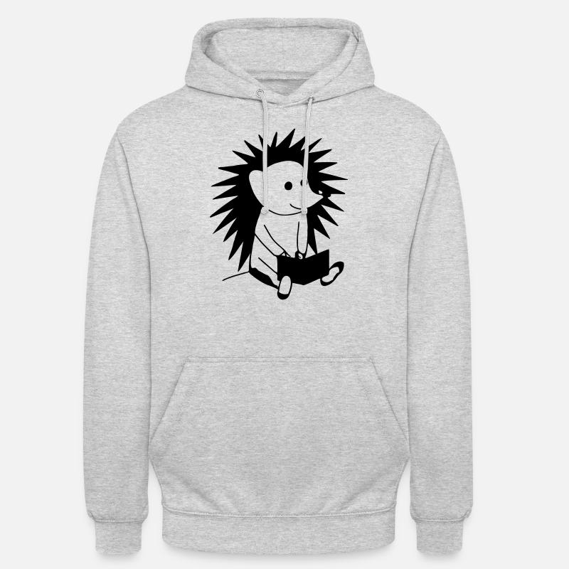 Igel liest Buch Illustration Geschenk - Unisex Hoodie - Hellgrau meliert