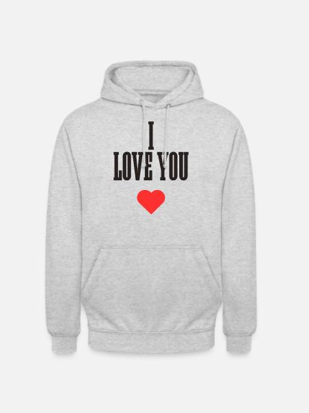 i love you - Unisex Hoodie - Hellgrau meliert
