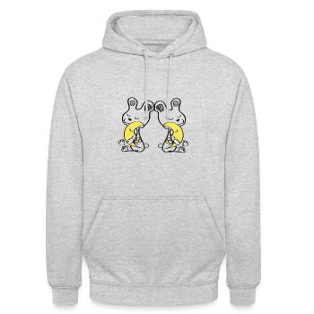 Double dort mieux - Sweat-shirt à capuche unisexe - gris clair chiné - Devant - Alina (178cm) & Michal (187cm)