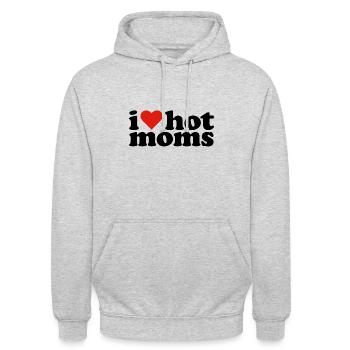 I Love Hot Moms - Unisex Hoodie - light heather grey - Front - Alina (178cm) & Michal (187cm)