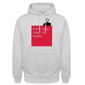 Read my books - Unisex Hoodie - light heather grey - Front - Alina (178cm) & Michal (187cm)