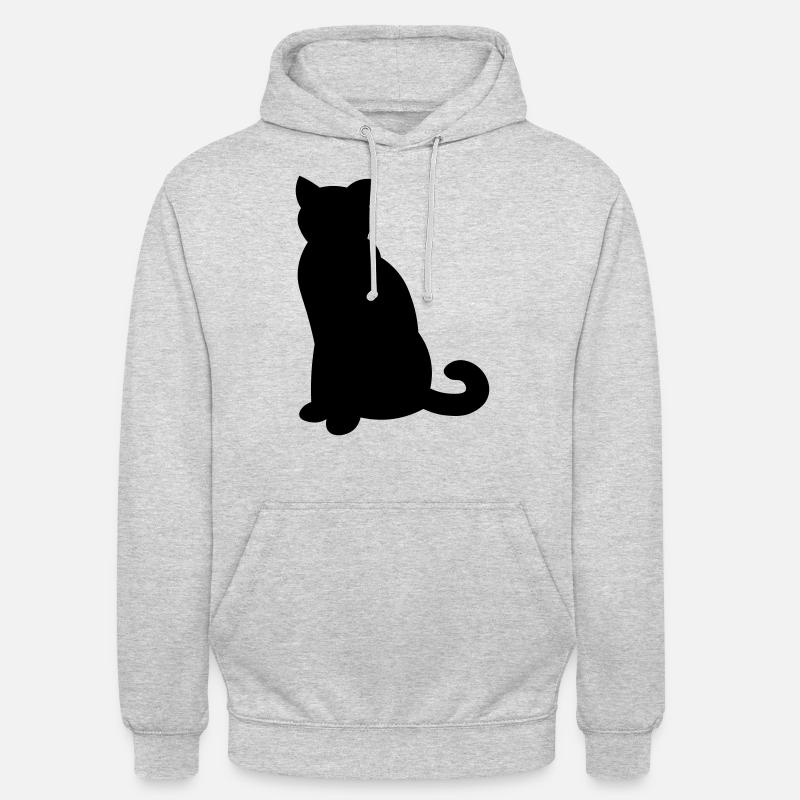 Chat noir simple - chat noir simple - Sweat-shirt à capuche unisexe - gris clair chiné