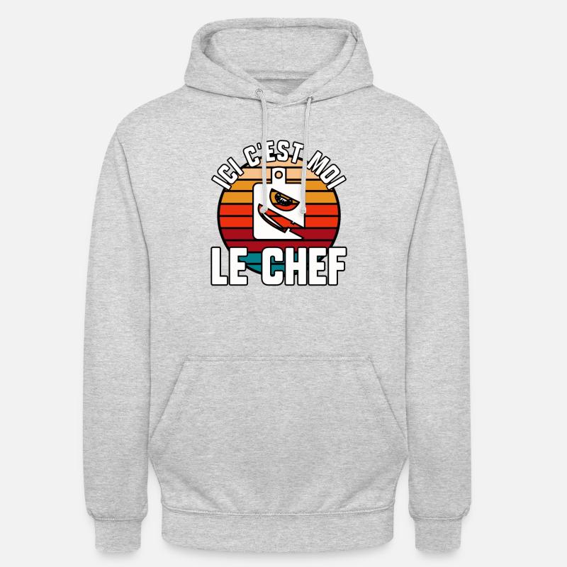 Ici c’est moi le chef - Sweat-shirt à capuche unisexe - gris clair chiné