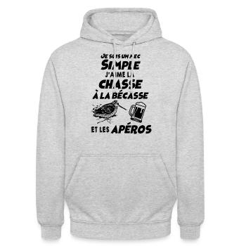 Bécasse Et Apéro Cadeau Chasse Pour Chasseur - Sweat-shirt à capuche unisexe - gris clair chiné - Devant - Alina (178cm) & Michal (187cm)