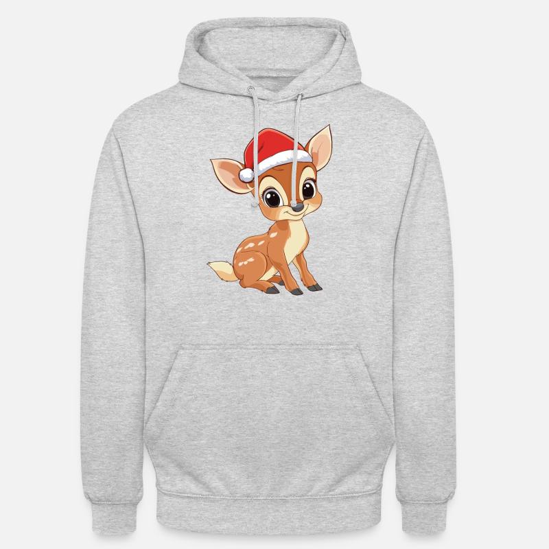 Cerf Noël mignon Noël mignon - Sweat-shirt à capuche unisexe - gris clair chiné
