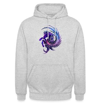 Pegasus and Stars - Unisex Hoodie - light heather grey - Front - Alina (178cm) & Michal (187cm)