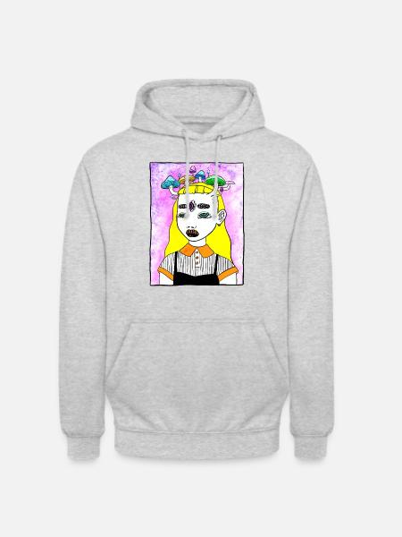 Trippy Magic Mushroom Girl - Unisex Hoodie - light heather grey