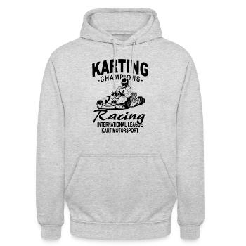 GoKart - Karting - Kart - Go Kart - Sweat-shirt à capuche unisexe - gris clair chiné - Devant - Alina (178cm) & Michal (187cm)