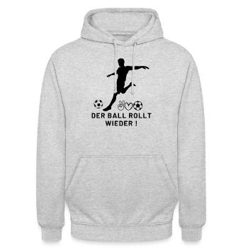 Fußball - der Ball rollt wieder - Unisex Hoodie - Hellgrau meliert - Vorne - Alina (178cm) & Michal (187cm)